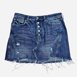 we the free denim distressed button fly mini skirt